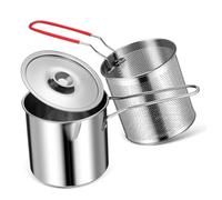 FUNOMOCYA Friggitrice Profonda in Acciaio Inossidabile con Filtro Integrato per Frittura Stufatura e Bollitura Pentola Compatta per Cucine Piccole e Uso Portatile