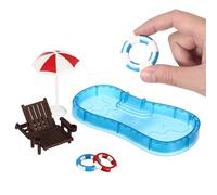 FUNOMOCYA Kit Mini Piscina Estiva in Plastica Resistente Sedia da Spiaggia in Miniatura, Accessori per Decorazione Casa delle Bambole, Giocattolo e Oggetti di Scena per Micro Scene