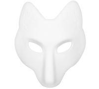 FUNOMOCYA Maschera di Volpe in Bianco Giapponese Vuota per Dipingere, Comoda da Indossare per Feste di Cosplay e Halloween