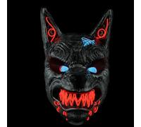 FUNOMOCYA Maschera LED Testa di Lupo Luminosa per Halloween Maschera Horror Cosplay Completa Leggera Decorazioni da Festival dei Fantasmi