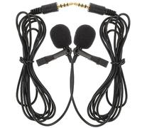 FUNOMOCYA Microfono a Clip 3.5mm Ctia Standard per Registrazione Video e Interviste, Portatile senza Batteria, 2 Pezzi Nero Spugna Aps per Tablet e Laptop