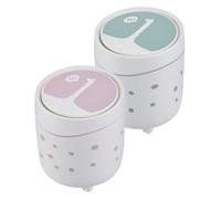 FUNOMOCYA Mini Cestino della Spazzatura da Scrivania in Plastica con Coperchio, Set 2 Pezzi Rosa e Verde, Portarifiuti Compatto a Forma di Cervo Cartone Animato per Ufficio, Camera da Letto