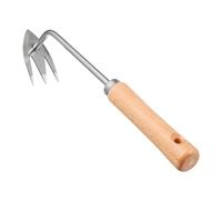 FUNOMOCYA Multi Function Weeder Rake in Stainless Steel with Ergonomic Beech Wood Handle Lightweight And Garden Puller for Lawn And Public Parks