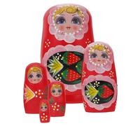FUNOMOCYA Nesting Doll Russa in Legno Colorata Matrioska Cinque Strati Tema Fragola per Giocattolo Impilabile e Decorazione Natalizia Artigianale