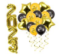 FUNOMOCYA Palloncini Laurea Decorativi Nero Oro con Stelle e Cuori Palloncini Metallizzati per Festa Diploma Facili da Montare per Decorazioni Parete e Esterni Atmosfera per Scuola e Casa