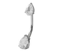 FUNOMOCYA Piercing Ombelico Donna in Lega Argento Design Delicato a Goccia di Pietra Brillante, Comodo e Ipoallergenico, come Regalo per Feste in Spiaggia