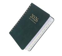 FUNOMOCYA Planner in Pelle PU Verde Scuro con Chiusura Elastico Agenda Mensile e Settimanale Minimalista Taccuino Organizer Obiettivi e Diario Abitudini Notebook To Do List Portatile e