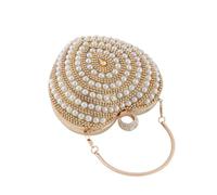 FUNOMOCYA Pochette da Cerimonia a Cuore Oro per Donna, Elegante da Sera | Poliestere e Metallo, per Matrimonio e Party, Borsetta Compatta dal Look Classico