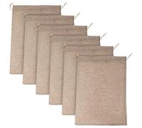 FUNOMOCYA Sacchetti di Juta Coulisse 6 Pezzi 20X30 CM per Conservazione Verdure e Radici Riutilizzabili Traspiranti per Patate Cipolle Borsa Porta-Verdure Ecologica per Cucina e Spesa