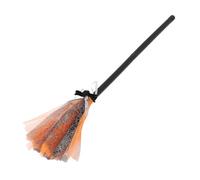 FUNOMOCYA Scopa da Strega Cosplay per Adulti Accessorio Costume Halloween con Bastone Smontabile Arancione Leggero e Resistente per Feste e Carnevali