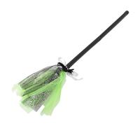 FUNOMOCYA Scopa da Strega Smontabile per Halloween Accessorio Cosplay Unisex Bastone Verde Due Sezioni per Feste Mascherate Materiale Resistente e Lavorazione Raffinata