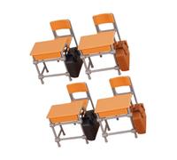 FUNOMOCYA Scrivanie Gialle Sedie e Zaini Resistente per Casa delle Bambole Accessori Decorativi e Giochi Educativi