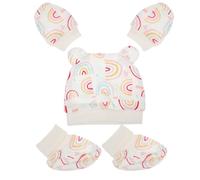 FUNOMOCYA Set 1 Pezzo Cappello e Guanti Antiscivolo in Cotone per Ragazzo Ragazza, Comodi e Anti-graffio, per Freddo Inverno e Bebè