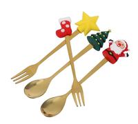 FUNOMOCYA Set 1 Pezzo di Cucchiaini da Caffè e Cucchiai da Dessert in Acciaio Inossidabile Processo di Lucidatura a Specchio e Design Elegante Stile Natale per Ristorante e Matrimonio