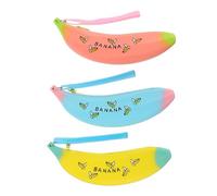 FUNOMOCYA Set da 3 Astucci per Matite a Forma di Banana in Silicone Colore Assortito, Astuccio Portapenne Creativo e Pratico per Studenti, Grande Capacità
