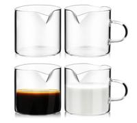 FUNOMOCYA Set da 4 Bicchieri in Vetro per Espresso da 60ml, Lattiera Mini in Vetro Capacità Moderata, per Uso Multiplo e Servizio Caffè