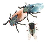 FUNOMOCYA Statuetta di Cicala in Plastica Resistente 3 Pezzi, Decorazione da Scrivania e Ornamento Creativo da Tavolo, Modellino di Insetto Finto per Casa, Ufficio e Regalo Educativo