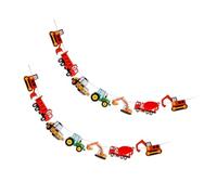 FUNOMOCYA Striscione da Appendere per Compleanno a Tema Costruzione 2 Pezzi Bandierina Camion Escavatore in Carta Decorazioni Feste in Casa e Giardino per