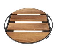 FUNOMOCYA Supporto per Fioriera Mobile in Legno con Ruote Girevoli 360° 35x35 Cm, Vassoio Rotondo per Piante da Interno Ed Esterno, Carrello per Piante Resistente per Carichi Pesanti