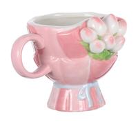 FUNOMOCYA Tazza da Caffè e Adatta a Microonde in Ceramica a Forma di Tulipano Rosa Elegante e Resistente Lavabile in Lavastoviglie per Ufficio e Casa