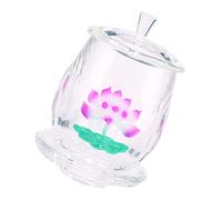 FUNOMOCYA Tazza D'acqua per Tempio in Vetro Design Loto, Decorazione Retrò e Comoda da Usare, per Offerte in Templi Buddisti
