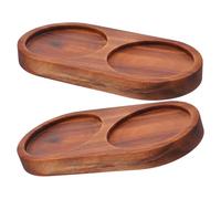 FUNOMOCYA Vassoio in Legno di Acacia per Macina Sale e Pepe Supporto Stabile e Silenzioso per Macinapepe Set 2 Pezzi Porta Spezie da Tavolo per Cucina e Ristorazione
