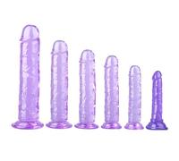 FUNORK Aspetto trasparente viola, puntello per massaggi in silicone resistente di 6 dimensioni con ventose, diametro 2,5/3 / 3,5/4 / 4,2/4 .8cm,Viola,M