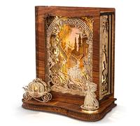 FUNPOLA Cinderella Puzzle 3D LED - Libro delle fiabe DIY in legno con illuminazione, regalo creativo e decorazione per bambini e adulti （Cenerentola）