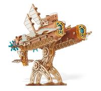 FUNPOLA Puzzle 3D in legno Dirigibile Steampunk - Kit modello di viaggio fai-da-te, decorazione casa e regalo creativo per adulti e ragazzi (20,000 Leagues - Giallo)