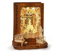 FUNPOLA Puzzle 3D in legno La Bella e la Bestia con luci LED - Lampada Libro delle Fiabe DIY, Modello Puzzle in Legno 3D, Decorazione per la Casa e Regalo Creativo per Adulti