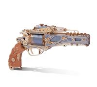 FUNPOLA Puzzle 3D in legno Modello Revolver Steampunk - Kit di montaggio DIY del revolver meccanico, regalo creativo per adulti e adolescenti (Nero)