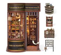 FUNPOLA Puzzle 3D in legno Negozio di Bacchette da Mago Book Nook Kit - Inserto da libreria in miniatura con LED - Decorazione fai-da-te, regalo per bambini e adulti (Negozio di Bacchette da Mago)