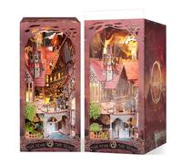 FUNPOLA Puzzle 3D in legno Valle Magico Book Nook Kit - Inserto da libreria in legno fai-da-te con luci LED, puzzle miniatura come fermalibri per decorazione e regalo