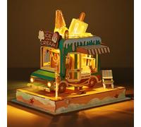 FUNPOLA Puzzle 3d legno Modello di camioncino dei gelati - Fai da te modellismo da costruire adulti Kit di artigianato per veicoli con luci a LED - Regalo creativo perfetto bambini e adulti (gelato)