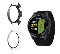 Funrae Custodia Compatibile con Garmin Approach S50 [2 Pezzi], Cover Protettiva Telaio Rigida PC [Con Vetro Temperato] HD Clear Anti-Graffio Protezione Case - Trasparente&Nero
