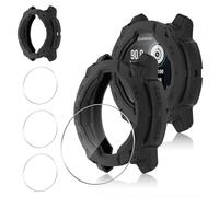 Funrae Custodia Compatibile con Garmin Instinct 3 45mm AMOLED/Solar, Cover Protettiva Telaio Rigida PC [Con Vetro Temperato *3] HD Clear Anti-Graffio Protezione Case - Nero