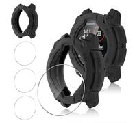 Funrae Custodia Compatibile con Garmin Instinct 3 50mm AMOLED/Solar, Cover Protettiva Telaio Rigida PC [Con Vetro Temperato *3] HD Clear Anti-Graffio Protezione Case - Nero