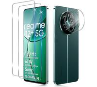 Funrae Pellicola Vetro Temperato per Realme 12+ 5G/Realme 12 Plus 5G/Realme 12 4G, 2 PCS Pellicola Fotocamera e 2 PCS Pellicola Protettiva, 9H HD Anti Graffi Trasparente Fotocamera Protezione Schermo