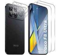 Funrae Pellicola Vetro Temperato per Xiaomi Poco F8 Ultra 5G, 2 Pezzi Pellicola Fotocamera e 2 Pezzi Pellicola Protettiva, 9H HD Anti Graffi Trasparente Fotocamera Protezione Schermo