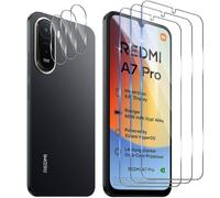 Funrae Pellicola Vetro Temperato per Xiaomi Redmi A7 Pro 4G, 3 Pezzi Pellicola Fotocamera e 3 Pezzi Pellicola Protettiva, 9H HD Anti Graffi Trasparente Fotocamera Protezione Schermo