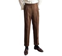 FUNRKLI Pantaloni da Uomo a Vita Alta, Elasticizzati e plissettati, Modello Autunnali, da Lavoro, Eleganti, Gentiluomo, Dritti, retrò, Casual, Svasati