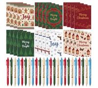 Funrous 48 mini penne a sfera a spirale per quaderni natalizi, idea regalo | Bomboniere per feste di Natale, premi in classe, ricompense per calze della Befana, Collaboratore Insegnante Dipendenti