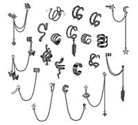 FUNRUN JEWELRY 20Pcs Ear Cuff Orecchini per le Donne Non Piercing Cuff Catena Orecchini Regolabile Helix Cartilagine Cuff Wrap Orecchini Clip su Orecchini Set di Gioielli, Metallo, Zirconia cubica