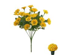 Funsdecor Artificial Mums, Funsdecor Artificial Outdoor Sunset Mums, Waterproof, Windproof, Never Faded, for Indoor Outdoor Planters, Home Porch (Yellow,20+4)