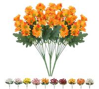 Funsdecor Mums, Artificial Outdoor Sunset Mums Flowers, Resistant, Waterproof, Never Faded, Look Real, Reflecting Autumn Vibe (Orange B)