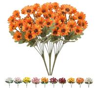 Funsdecor Mums, Artificial Outdoor Sunset Mums Flowers, Resistant, Waterproof, Never Faded, Look Real, Reflecting Autumn Vibe (Orange A)