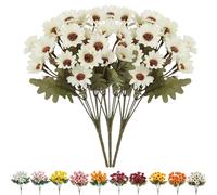 Funsdecor Mums, Artificial Outdoor Sunset Mums Flowers, Resistant, Waterproof, Never Faded, Look Real, Reflecting Autumn Vibe (White B)