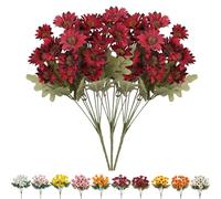 Funsdecor Mums, Artificial Outdoor Sunset Mums Flowers, Resistant, Waterproof, Never Faded, Look Real, Reflecting Autumn Vibe (Red A)