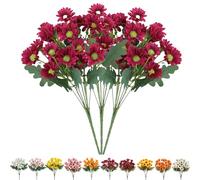 Funsdecor Mums, Artificial Outdoor Sunset Mums Flowers, Resistant, Waterproof, Never Faded, Look Real, Reflecting Autumn Vibe (Red B)