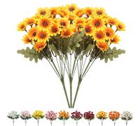 Funsdecor Mums, Artificial Outdoor Sunset Mums Flowers, Resistant, Waterproof, Never Faded, Look Real, Reflecting Autumn Vibe (Yellow A)